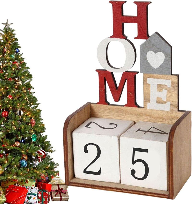 woobles Holiday Countdown Calendars - Women DIY Christmas Countdown Calendar Decor with Wood Blocks - Tabletop Ornaments Advent Calendar for Offices, Rooms - Image 1